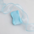 Sky blue chiffon ribbon roll with elegant overlock edges for flower gift packaging - Sky Blue / 4cm x 2.2m