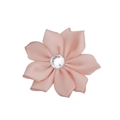 Fiore in nastro di raso rosa chiaro fatto a mano con strass centrale scintillante - Avorio