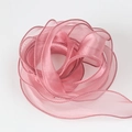 Pink translucent organza ribbon with curly fishtail edges for floral bouquet and DIY crafts - Dusty Pink / 4cm x 10yd