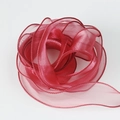 Dark red chiffon organza ribbon with stitched edges for DIY bouquets and gift wrapping - Burgundy / 4cm x 10yd