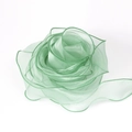 Light green wavy fishtail organza ribbon in a rose shape for floral DIY crafts - Dark Green / 4cm x 10yd
