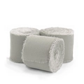 Three rolls of sage green frayed edge chiffon silk ribbons for wedding bouquets - Light Gray (Thin Style 61 [4cm wide 5m long])