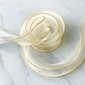 Elegant cream chiffon ribbon with gold metallic edge for gift wrapping and flowers - Gold Edge Champagne (6 Yards) / 4cm
