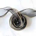 Black organza ribbon with gold woven edges for gift wrapping and floral bouquets - Gold Edge Black (6 Yards) / 4cm