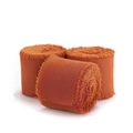 Handmade frayed chiffon silk ribbon in rust red for wedding bouquets and crafts - Caramel (Thin Style 136 [4cm wide 5m long])