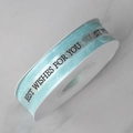 Sky blue sheer organza ribbon with Best Wishes For You print for gift wrapping - BEST Serif / Sky Blue