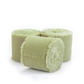 Three rolls of frayed sage green chiffon ribbons with elegant handmade fringe edges - Olive Green (Thin Style 180 [4cm wide 5m long])