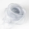 White organza ribbon with ruffled edges for DIY flower bouquet and gift wrapping - Gray / 4cm x 10yd
