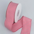 Red and white houndstooth ribbon roll, 4cm wide for DIY bows and gift wrapping - Red Houndstooth / 4cm