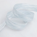 Light blue and white striped polyester ribbon with a translucent texture for gift wrapping - 2.5cm Wide / Blue