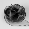 Elegant black semi-transparent organza ribbon with wave edge for floral gift wrapping - Black / 4cm x 10yd