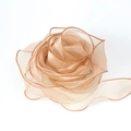 Elegant champagne organza ribbon with wavy scalloped edges for DIY crafts and gift wrapping - Coffee / 4cm x 10yd