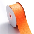 Oranje glitterlint op witte spoel voor DIY strikken en cadeauverpakkingen - 4cm Breed / Oranje