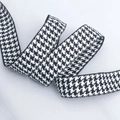 Classic black and white houndstooth ribbon for DIY bows and elegant hair accessories - Black and White (2.5cm Wide)