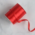 Single roll of bright red satin ribbon with glossy finish for wedding gift wrapping - 1cm x 345m