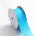 Roll of bright blue glitter ribbon for DIY hair bows and gift bouquet wrapping - 4cm Wide / Blue