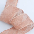 Cinta de encaje rosa champán con purpurina metálica para envolver regalos y manualidades DIY - Rosa viejo / 4cm Ancho * 10 Yardas Largo