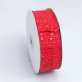 Nastro in tweed rosso con paillettes argentate per fiocchi fai-da-te su rocchetto bianco - Red Sequin Style