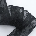 Cinta de encaje negro de 4cm con diseño floral para envolver regalos de bricolaje - Negro / 4cm Ancho * 10 Yardas Largo