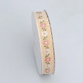 Nastro ricamato vintage giallo chiaro con fiori rosa per fiocchi per capelli fai-da-te - 6# Caffè Chiaro 1.5cm x 9m