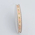 Floral embroidery yellow ribbon with white scalloped lace edges on a white spool - 6# Light Coffee 1cm Width x 9m