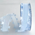 Light blue 2.5cm ribbon with heart-shaped edges for gift wrapping and DIY bows - Standard Width Style / Blue