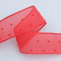 4cm sheer red polyester ribbon with plush dots for DIY crafts and gift wrapping - Standard Spec / Red