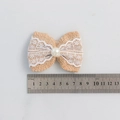 Retro jute bow with white lace and pearl center for DIY Christmas floral decor - Burlap Lace Bow