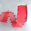 Red 2.5cm organza ribbon with hollow heart edges for DIY wedding gift wrapping - Standard Width Style / Red