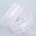 3cm weißes Spitzenband mit rosa Satinband für Geschenkverpackungen und DIY-Bastelarbeiten - Hellrosa (3cm Breit x 10 Yards Lang)