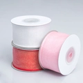 Nastri in tulle perlato arcobaleno bianco, rosso e rosa per accessori per capelli - Dimensioni personalizzabili