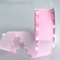 Ruban organza rose avec coeurs sur bobine pour emballage cadeau et décoration florale - Modèle élargi / Rose