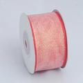 Red ribbon roll with gold glitter metallic threads for DIY crafts and gift wrapping - 4cm Wide / Red