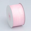 Pink pearlescent mesh ribbon roll with glitter texture for DIY crafts and gift wrapping - 4cm Wide / Pink
