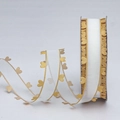 Ruban blanc semi-transparent avec bordure cœurs dorés pour emballage cadeau - Style Largeur Standard / Beige