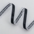 Elegant black and white ruffled lace trim with silver metallic thread for DIY sewing projects - Black (030#)