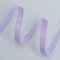 Lavender satin ribbon with white floral lace trim for DIY sewing and crafts - Purple (430#)