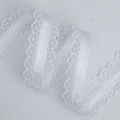 White floral lace ribbon with scalloped edges and satin trim for sewing and DIY crafts - White (029#)