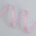 Ruban de satin rose avec bordure en dentelle blanche pour couture et artisanat - Rose (123#)