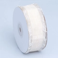 Ruban en organza blanc crème avec texture à carreaux et bords à volants pour bricolage - Beige