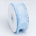 Ruban d'organza à volants bleu clair avec texture à carreaux sur bobine blanche - Bleu