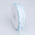 Lichtblauw en wit ruches lint op rol voor DIY-strikken en cadeauverpakkingen - Smalle Stijl / Blauw