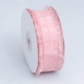 Ruban en organza rose à carreaux avec bords à volants pour emballages de cadeaux - Rose