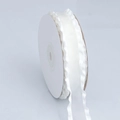 Roll of white ruffled edge satin ribbon for DIY hair bows and gift packaging - Narrow Style / Beige