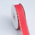 Rote Ripsbandrolle mit goldenem Fransenrand für Weihnachts und Hochzeitsgeschenkverpackung - Kleine Rolle / Rot Ripsband Fransen