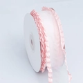 Pink ruffled organza ribbon roll for DIY crafts, gift wrapping and hair accessories - Wide Style / Pink