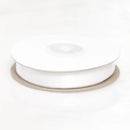Roll of premium white double-sided satin ribbon on cardboard spool for gift wrapping - Bleached White