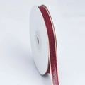 Dark red cotton ribbon with beige edges on white spool for DIY hair bows and sewing - Burgundy / 1cm Wide