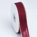 Roll of wine red double-sided cotton ribbon with off-white edge for DIY crafts - Burgundy / 2.5cm Wide