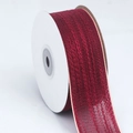 Dark red faux linen ribbon roll with stitched edges for DIY crafts and gift wrapping - Burgundy / 4cm Wide